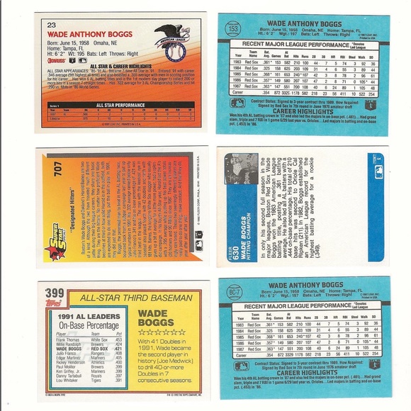 84 85 86 87 88 91 92 Topps Stadium Club Donruss Fleer Bowman Wade Boggs Lot - Picture 10 of 10